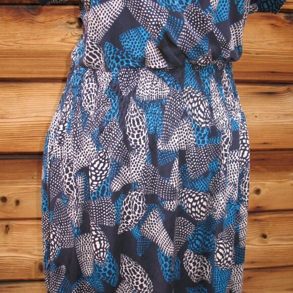 Tory Burch Silk Jersey Surplice Blue Print Dress - Picture 4 of 10